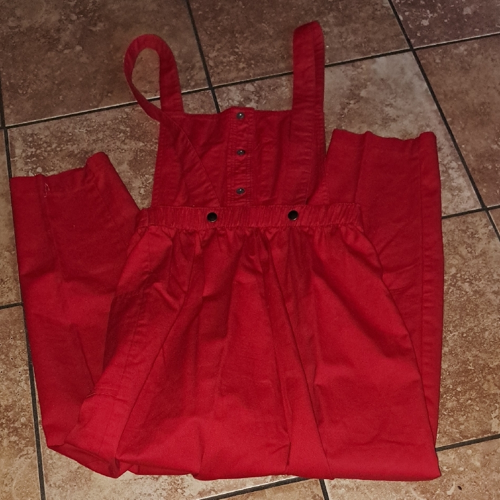 IDEAS Red Button-Up Overalls - Picture 5 of 5